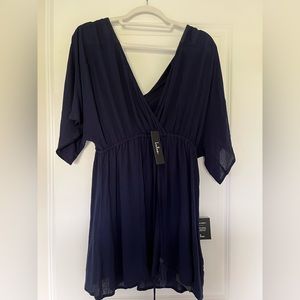 Navy Blue Dolman Sleeve Mini Dress